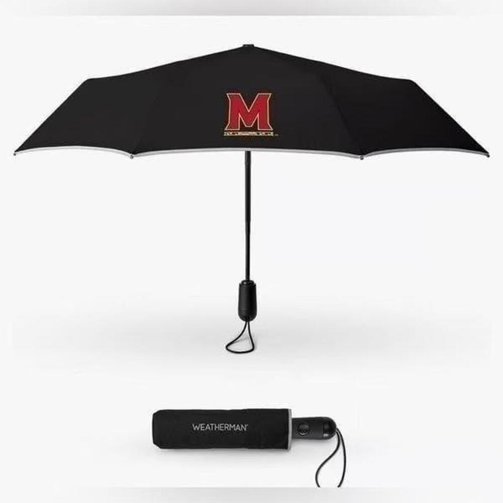 Maryland Terrapins Umbrella Travel Compact Black NCAA Football Weatherman